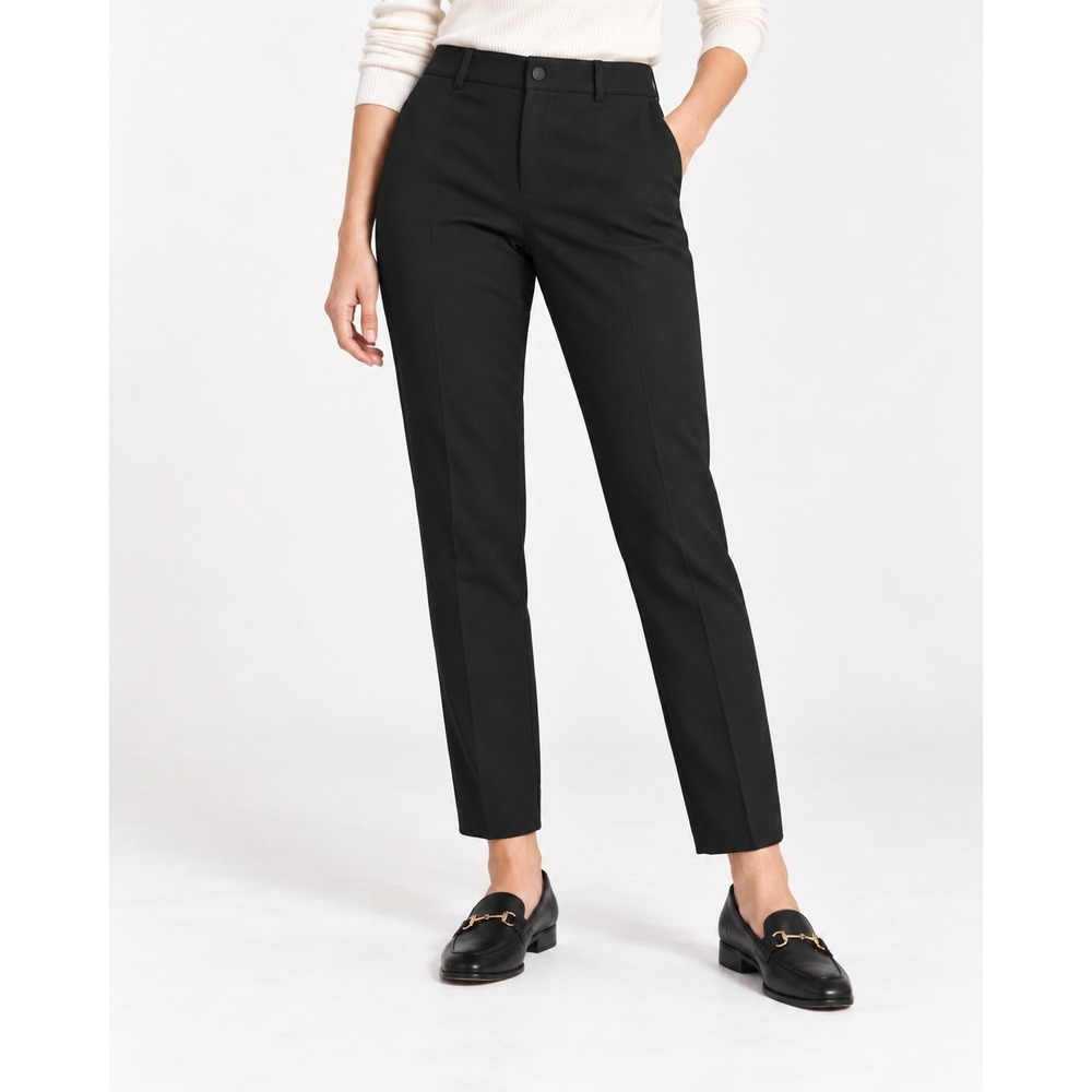 Lafayette 148 New York Mercer Black Slim Straight Leg Stretch Pants Size 12